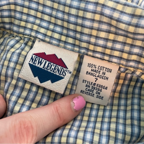 New Legends Gingham Plaid Sleeveless Button Blouse Collar Girls 7 - Picture 7 of 7